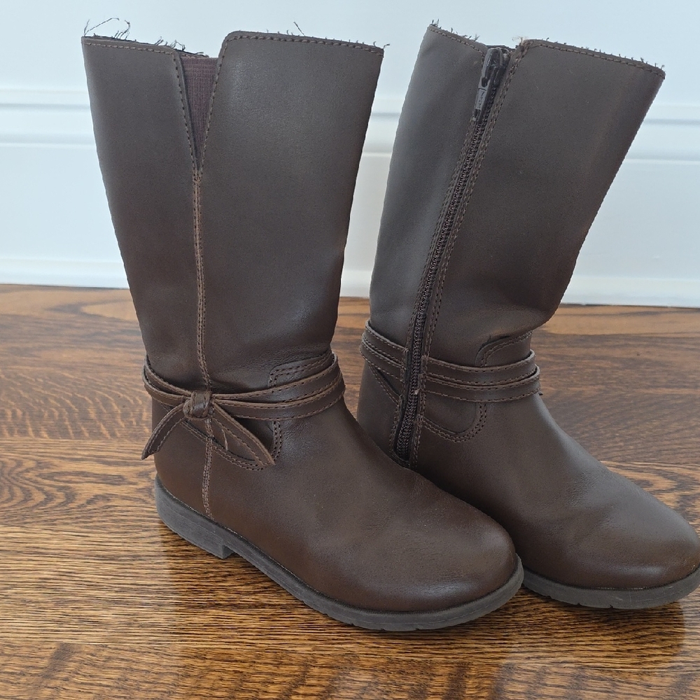 Girls Brown Fall Boots with Bow Detail